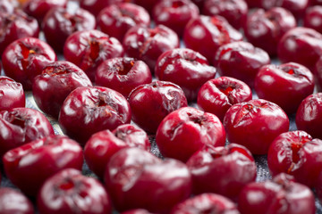 Background of mellow cherries prepared for cooking and conservation