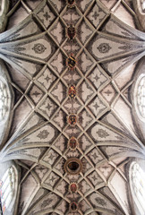 Central nave of the Berne Cathedral. Interior of the Berne Cathedral. Gothic cathedral in Bern