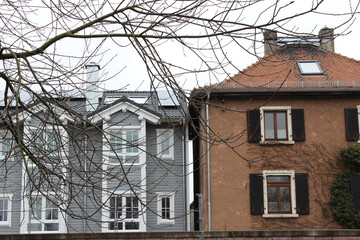 old house with red roof