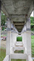 cement beam support pillar concrete bridge construction on the dock