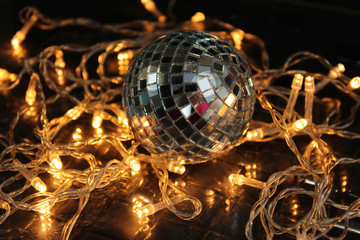 Holiday lights are glowing