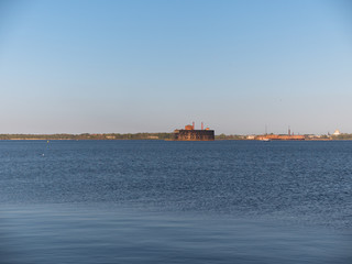 The cruise ship goes on a trip from the port