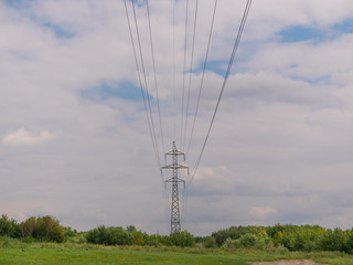 cloudy morning sky and a high-voltage line