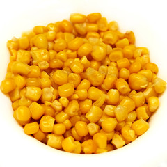 sweet canned corn slices on white ingredient