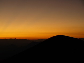 sunset in the mountain over river Piave area