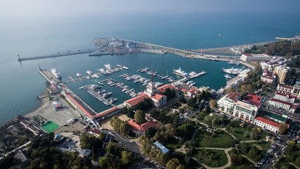 Yachts and boats anchored in the port of Sochi. Russia.Aerial view © Ivan_vislov_nadsochi