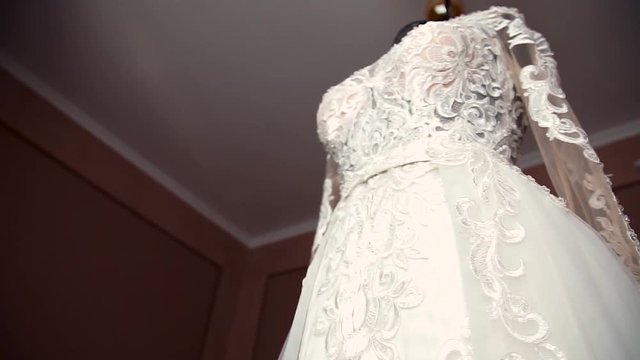 A beautiful bride's wedding dress
