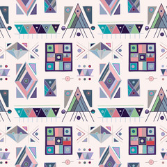 Seamless vector pattern. geometrical hand drawn background with rectangles, squares, triangles, dots, lines. Print for wallpaper, packaging, wrapping, fabric. Line drawing, graphic abstract design