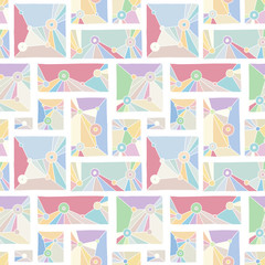Seamless vector pattern. geometrical hand drawn background with rectangles, squares, triangles, dots, lines. Print for wallpaper, packaging, wrapping, fabric. Line drawing, graphic abstract design