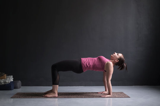 woman practicing yoga concept, doing Purvottanasana exercise, Upward Plank pose