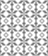 Cross stitch, seamless decorative pattern. Embroidery and knitting. Abstract geometric background. Ethnic ornaments.