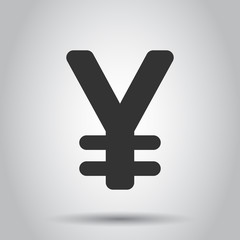 Obraz premium Yen, yuan money currency vector icon in flat style. Yen symbol illustration on white background. Asia money business concept.