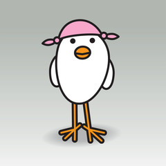 Smiling Single White Chick wearing Pink Handkerchief