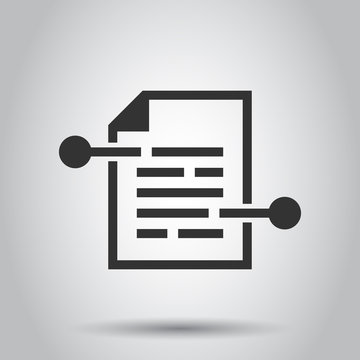 Document Paper Icon In Flat Style. Terms Sheet Illustration On White Background. Document Analytics Business Concept.