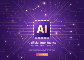 Naklejka premium Artificial Intelligence AI chip on computer circuit board