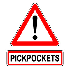 ncsc68 NewCombinationSignCaution ncsc - english text pickpockets: warning exclamation / triangle - square xxl black red - g7186