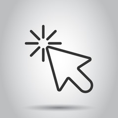 Computer mouse cursor icon in flat style. Arrow cursor vector illustration on white background. Mouse aim business concept.