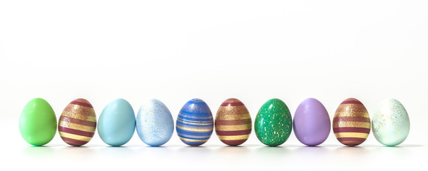 Decorated Easter eggs on white background