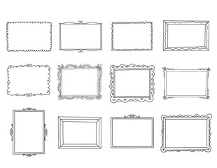 Hand drawn frames set. Cartoon style. Vector.