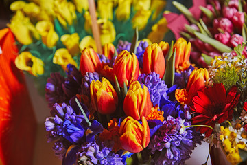 Mixed flowers bouquets on birthday celebration