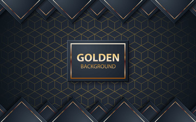 Luxury black background. Golden list on black square.