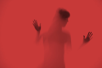 Woman hostage blurred abuse victim concept