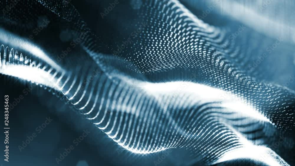 Poster 4k abstract looped backgrounds with glow particles with depth of field. science fiction background o
