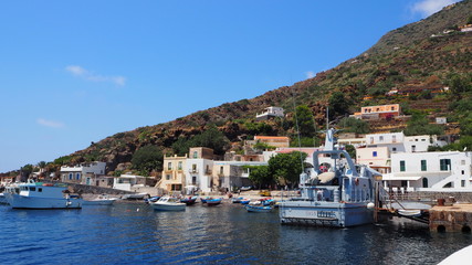 Fototapeta na wymiar Filicudi harbour in summer