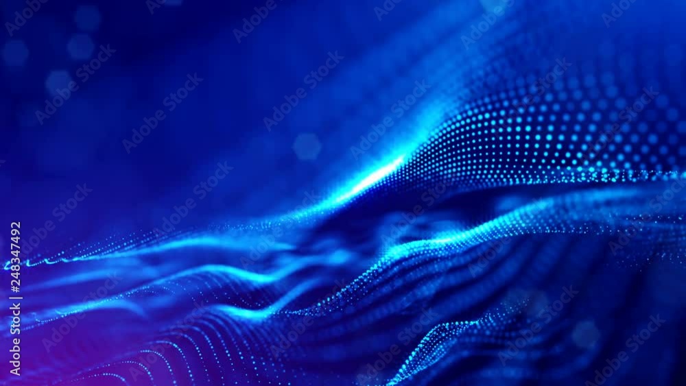 Poster 4k abstract looped backgrounds with glow particles with depth of field. science fiction background o