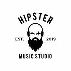 hipster music studio logo design