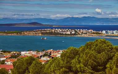 Views of Ayvalik town onCunda island at Aegean side of Turkey