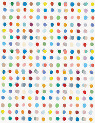 Colorful Irregular Dots Vector Pattern. Hand Drawn Infantile Style Design. Funny Multicolor Dots on a White Background. Cute Simple Design. Brushed Polka Dots.