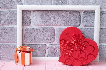 Valentine's Day. Valentine's Day box. Red heart box for presents 