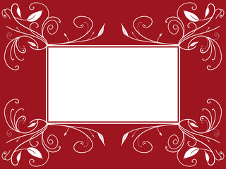 florales Ornament rechteck weißes Textfeld auf rot Hintergrund