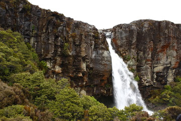 Taranaki Falls on mount Ngauruhoe track, Tongariro National Park, New Zealand, North Island