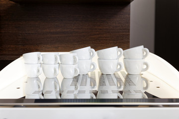 Clean white coffee cups for espresso and cappuccino