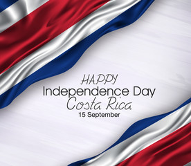 Vector illustration of Happy . Waving flags isolated on gray background, costa rica,15 september,independence day.