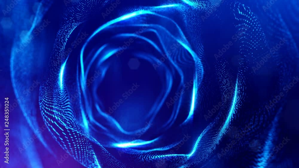 Poster 4k abstract looped backgrounds with glow particles with depth of field. science fiction background o