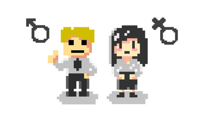 male and female pixel art