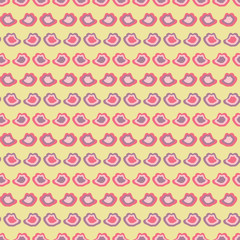 Cute, small hand drawn organic shapes repeat in horizontal rows in this seamless pattern. Vector design in Spring colors, great for fashion, textiles, home decor, stationery items and scrapbooking.
