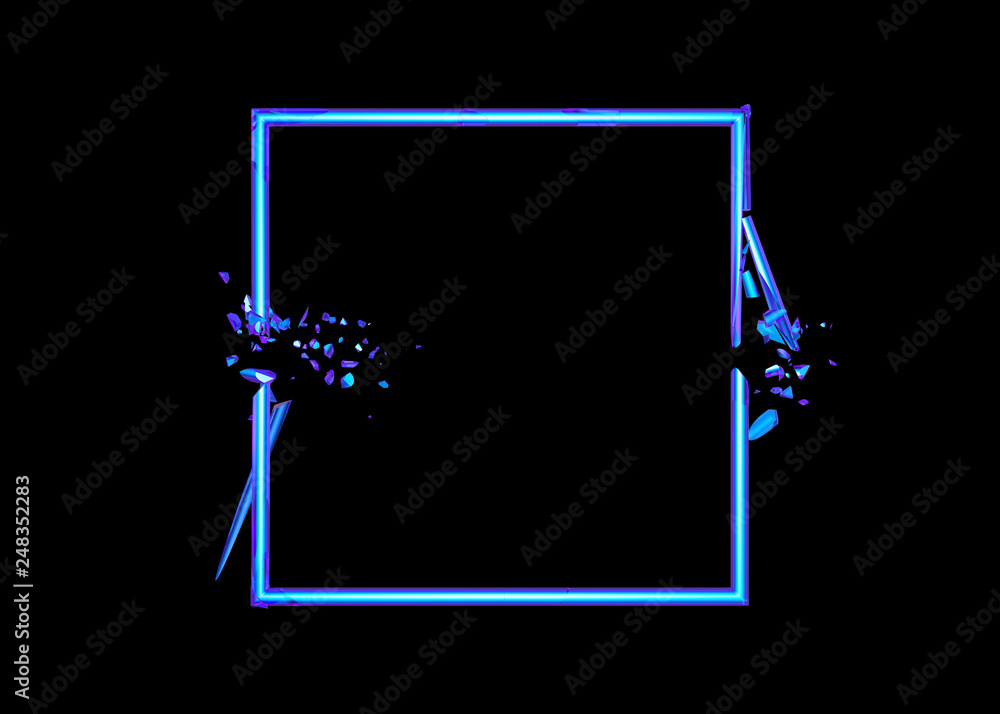 Poster abstract 3d rendering of broken square. modern background design with cracked shape