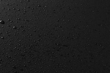 Water droplets on black background and texture