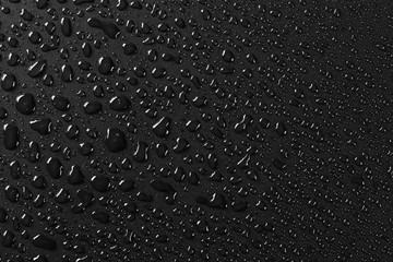 Water droplets on black background and texture