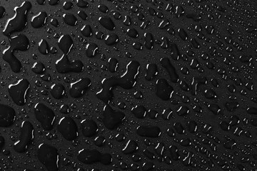 Water droplets on black background and texture