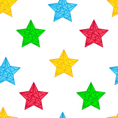 Seamless background with scribble stars. Vector illustration