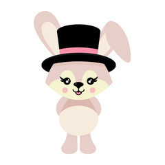 Naklejka premium cartoon cute bunny with hat vector