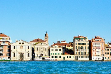 Fototapeta na wymiar Venice city panorama from bigwater view. Italy