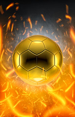 Fototapeta premium Fire sparks and football gold color.
