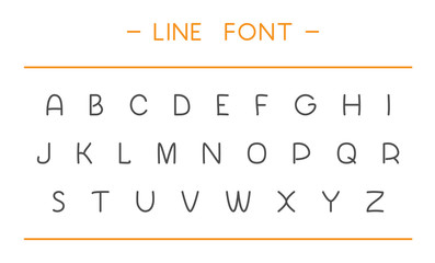 Vector thin line font. Black latin alphabet on white background