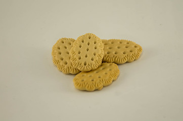 Diet sports cookies in pile. White background.
